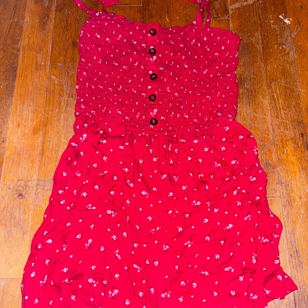 Hollister Red Floral Patterned Top